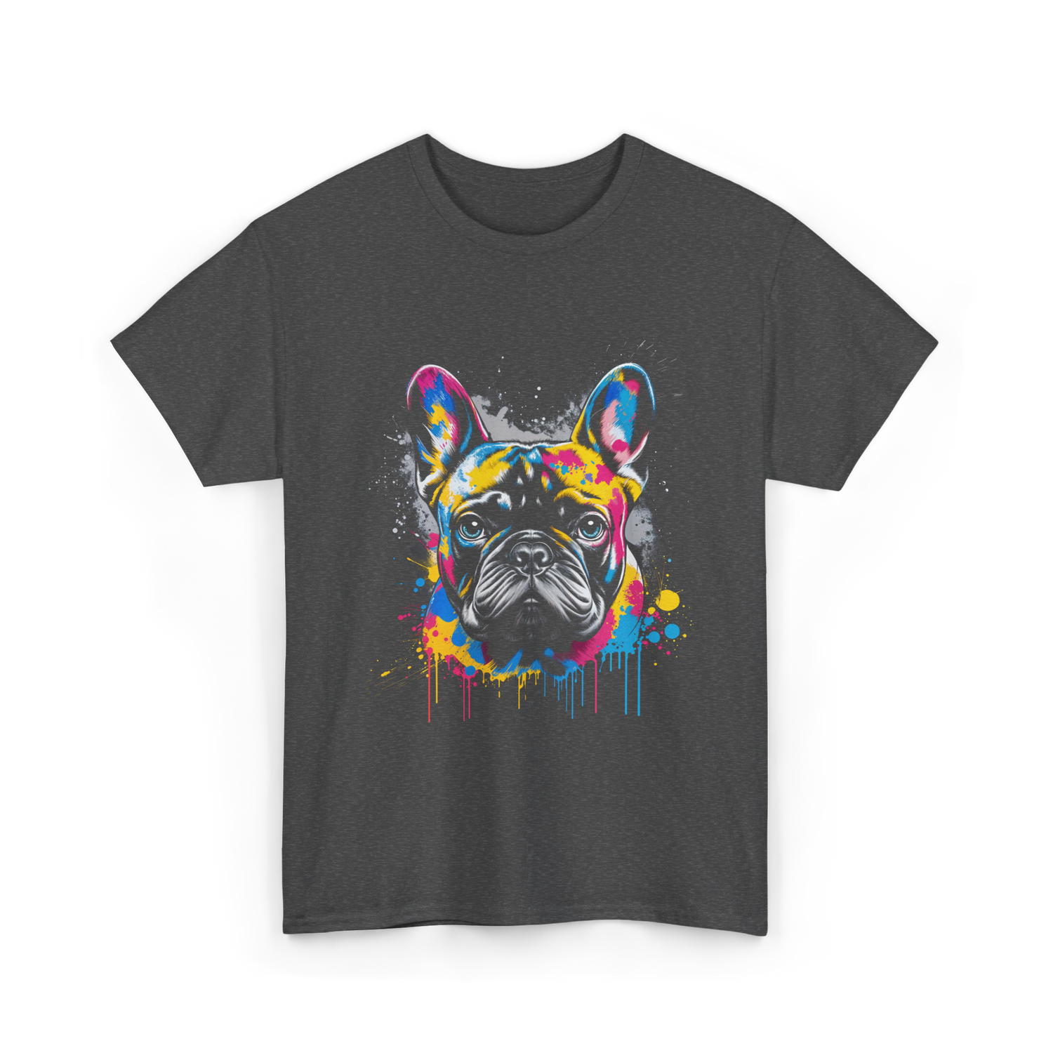 Colorful Frenchie Dog Lover T-Shirt - Dark Heather