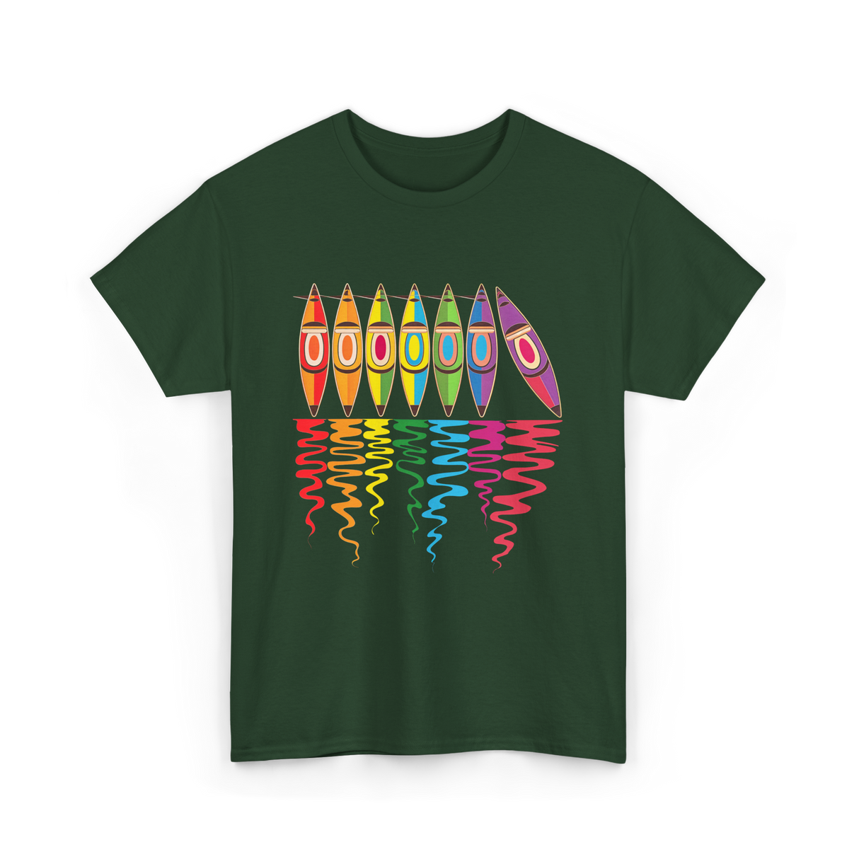 Colorful Kayaks Kayaking Adventure T-Shirt - Forest Green