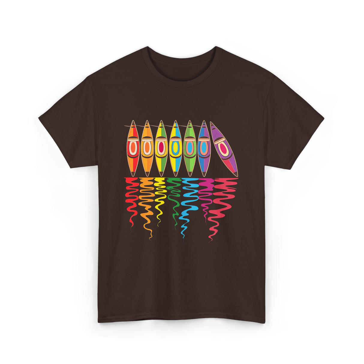 Colorful Kayaks Kayaking Adventure T-Shirt - Dark Chocolate