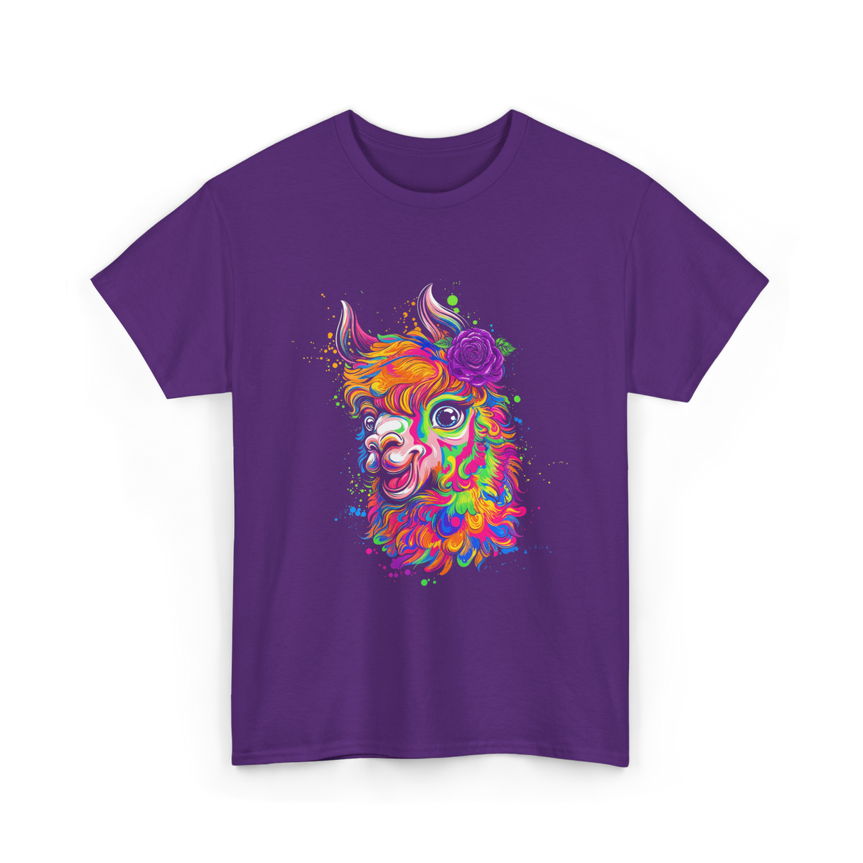 Colorful Llama Art Llama T-Shirt - Purple