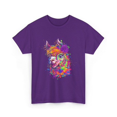 Colorful Llama Art Llama T-Shirt - Purple