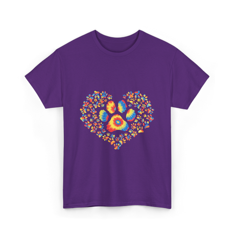 Colorful Paw Print Love T-Shirt - Purple