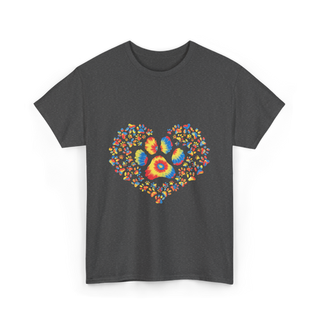 Colorful Paw Print Love T-Shirt - Dark Heather