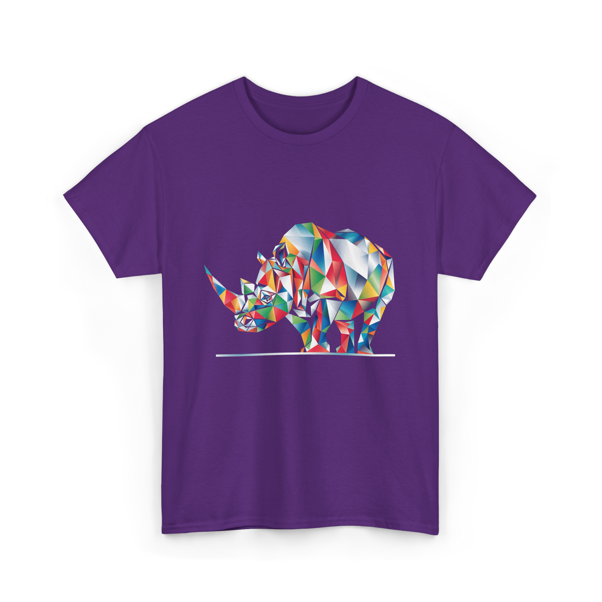 Colorful Rhinoceros Animal Art T-Shirt - Purple