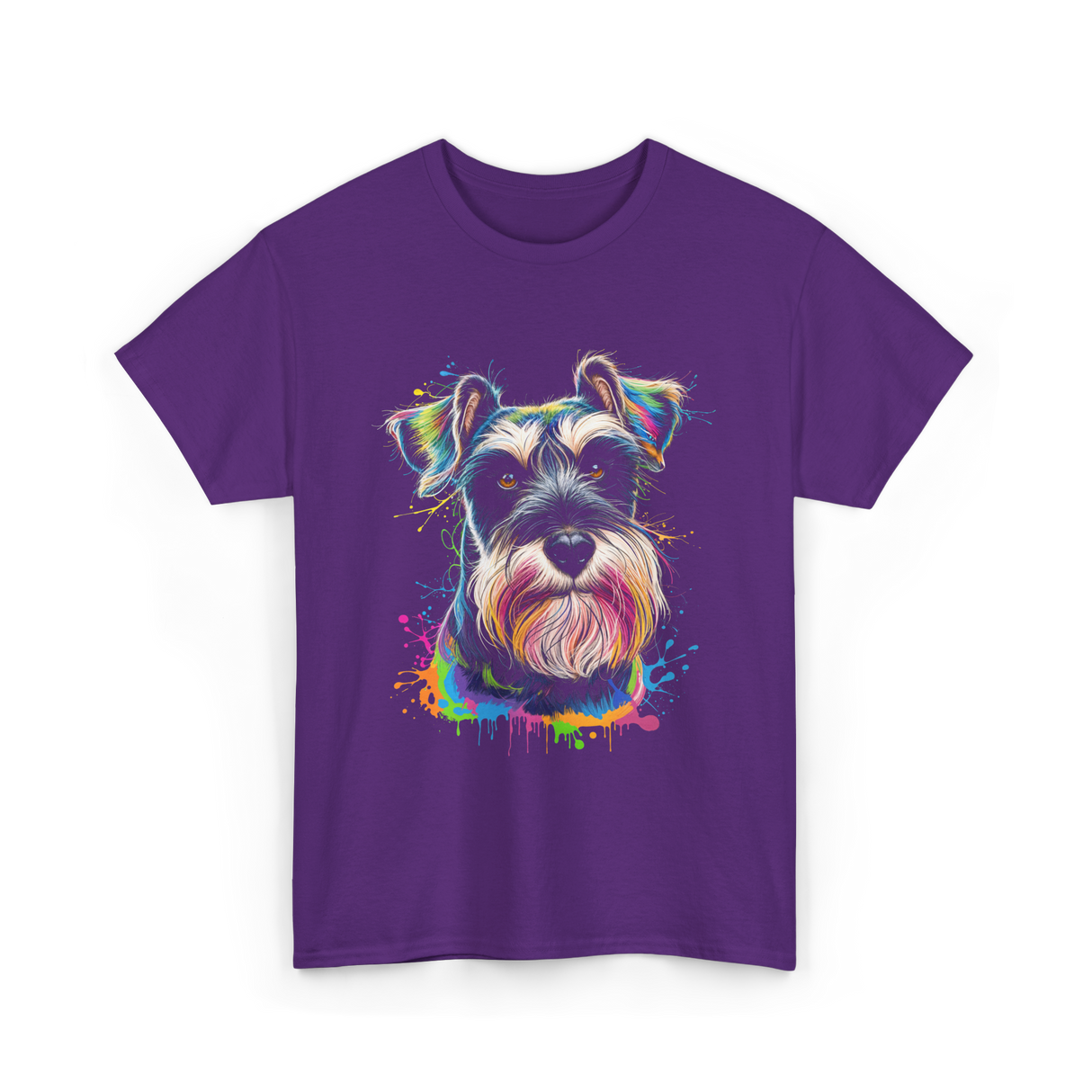 Colorful Schnauzer Dog Art Schnauzer T-Shirt - Purple