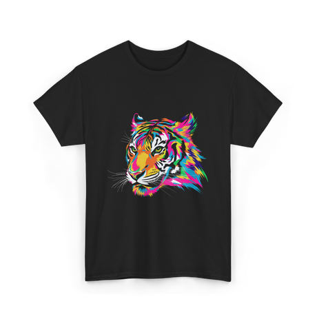Colorful Tiger Art Animals T-Shirt - Black