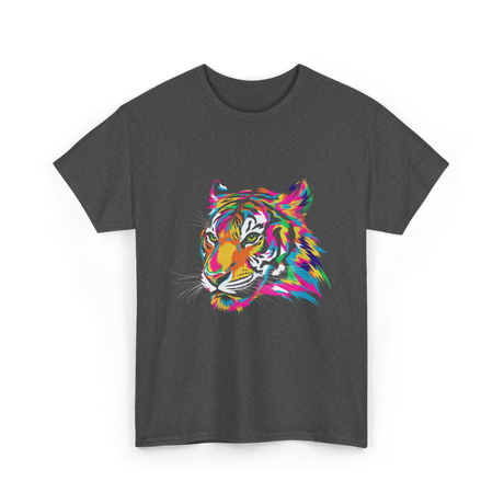 Colorful Tiger Art Animals T-Shirt - Dark Heather