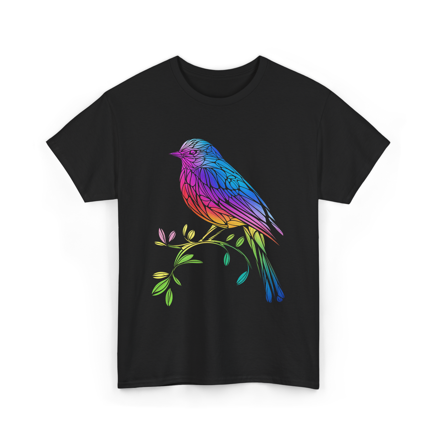 Colourful Bird Birdwatching T-Shirt - Black