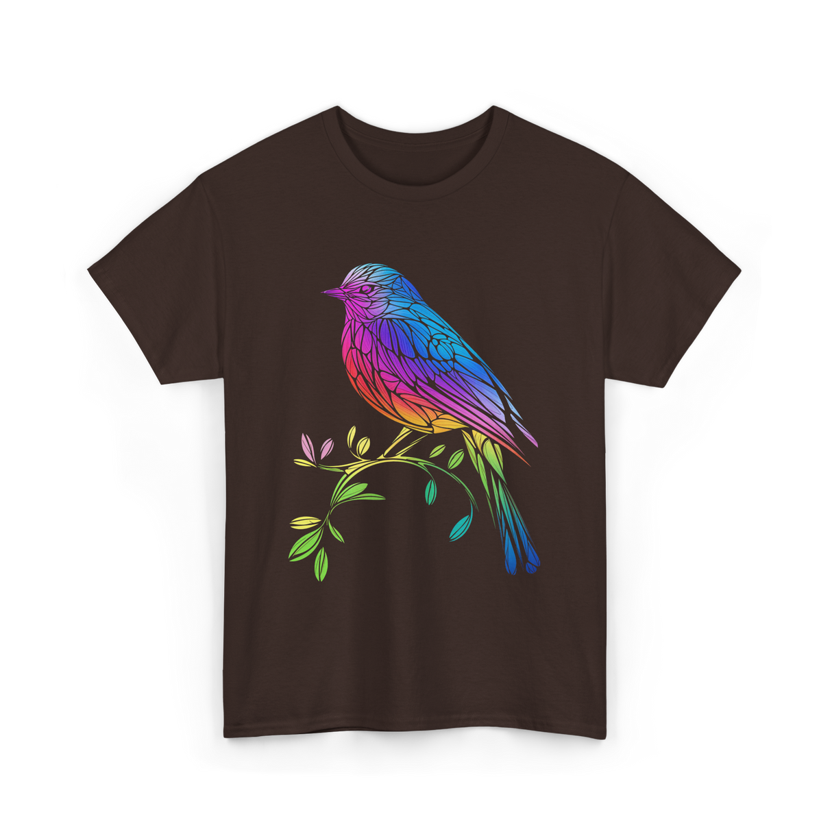 Colourful Bird Birdwatching T-Shirt - Dark Chocolate