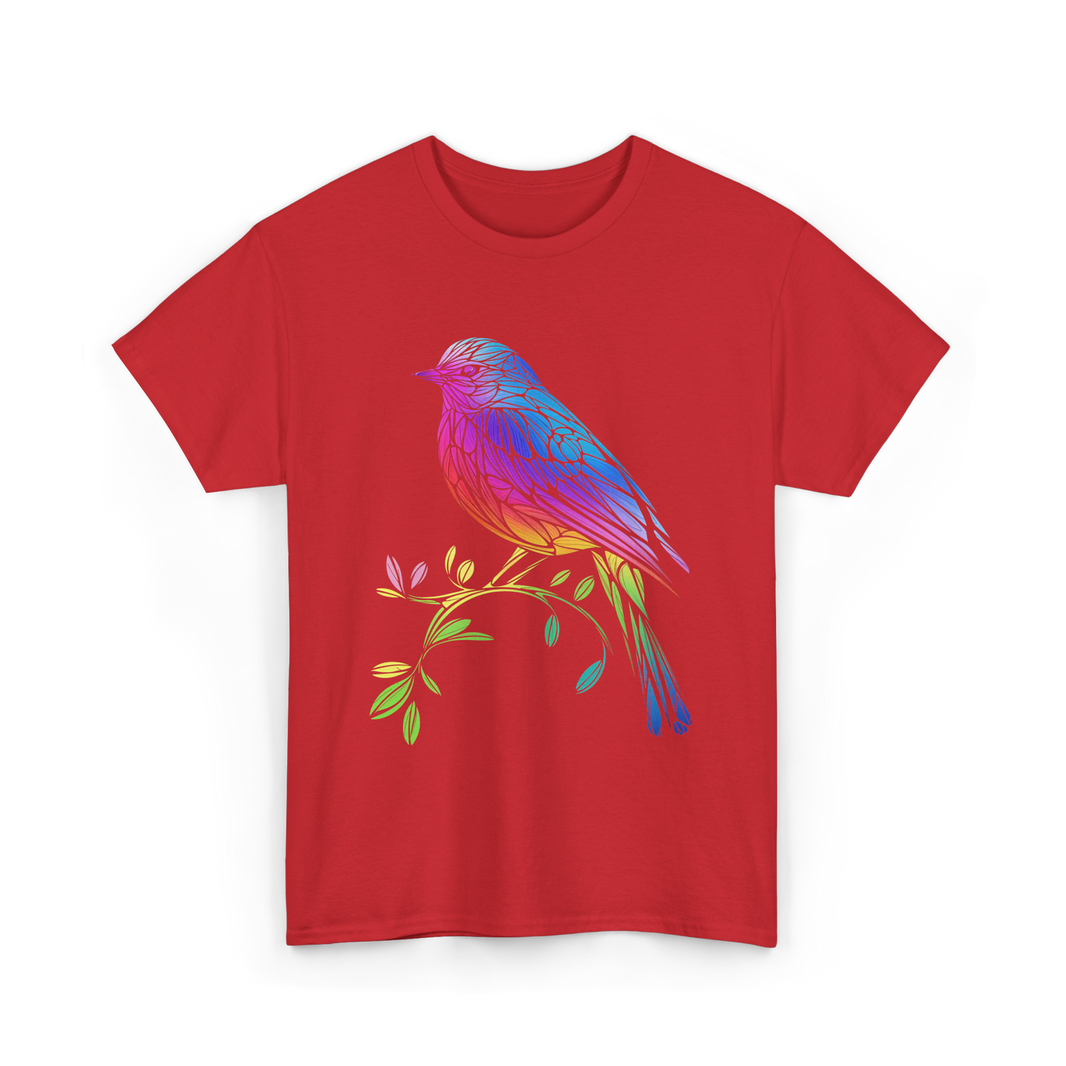 Colourful Bird Birdwatching T-Shirt - Red
