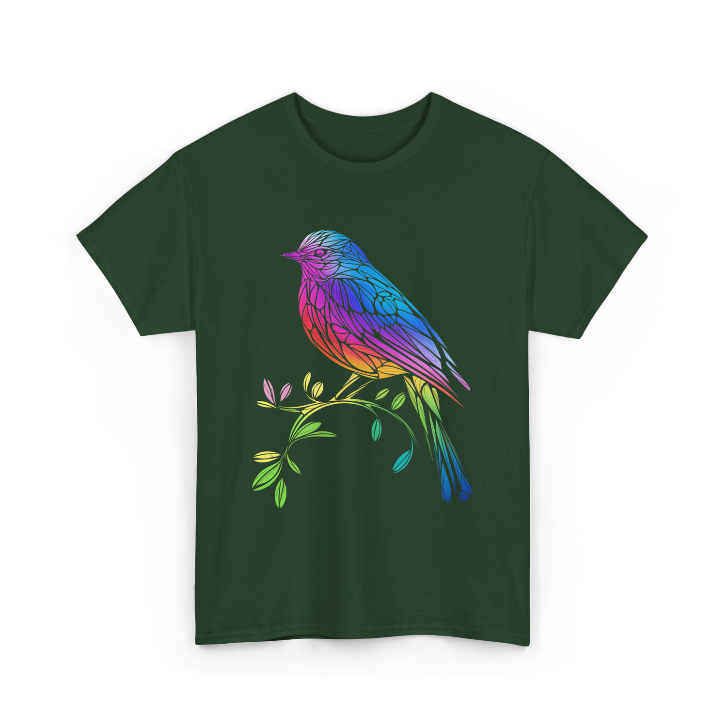Colourful Bird Birdwatching T-Shirt - Forest Green