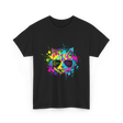 Colourful Cat DJ Music T-Shirt - Black