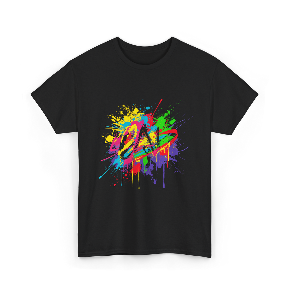 Colourful Paint Splash Art T-Shirt - Black