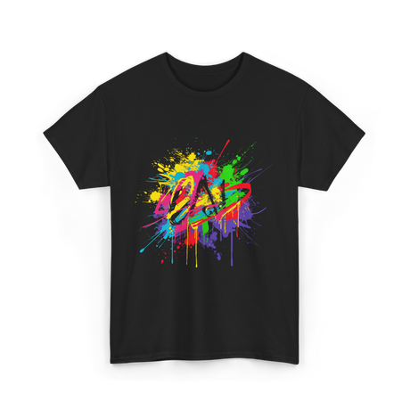 Colourful Paint Splash Art T-Shirt - Black