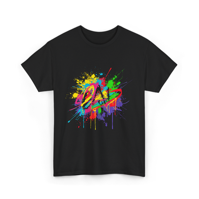 Colourful Paint Splash Art T-Shirt - Black