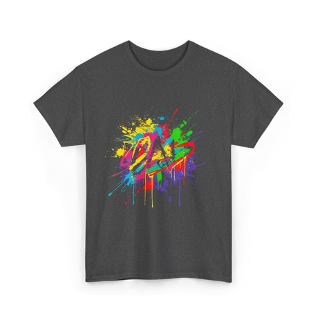 Colourful Paint Splash Art T-Shirt - Dark Heather