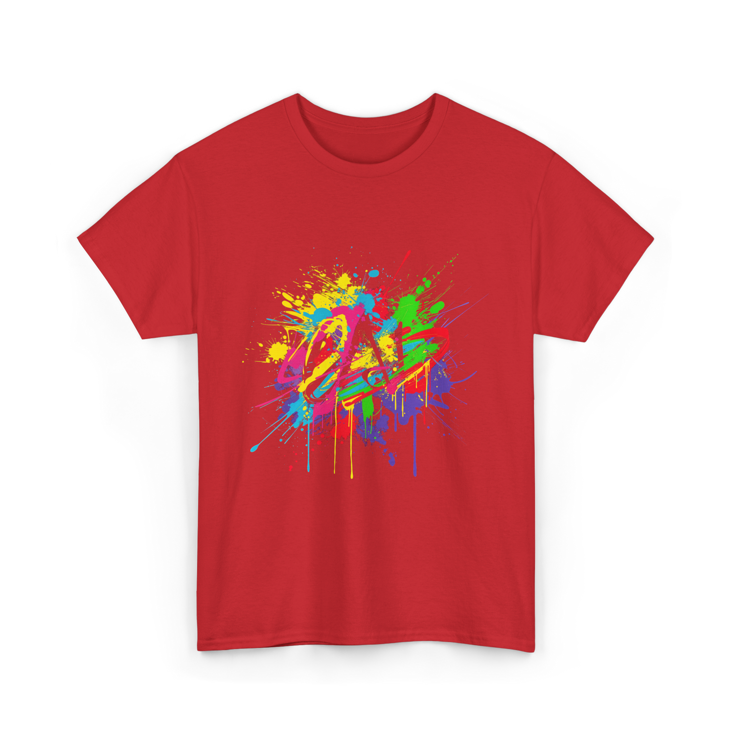 Colourful Paint Splash Art T-Shirt - Red