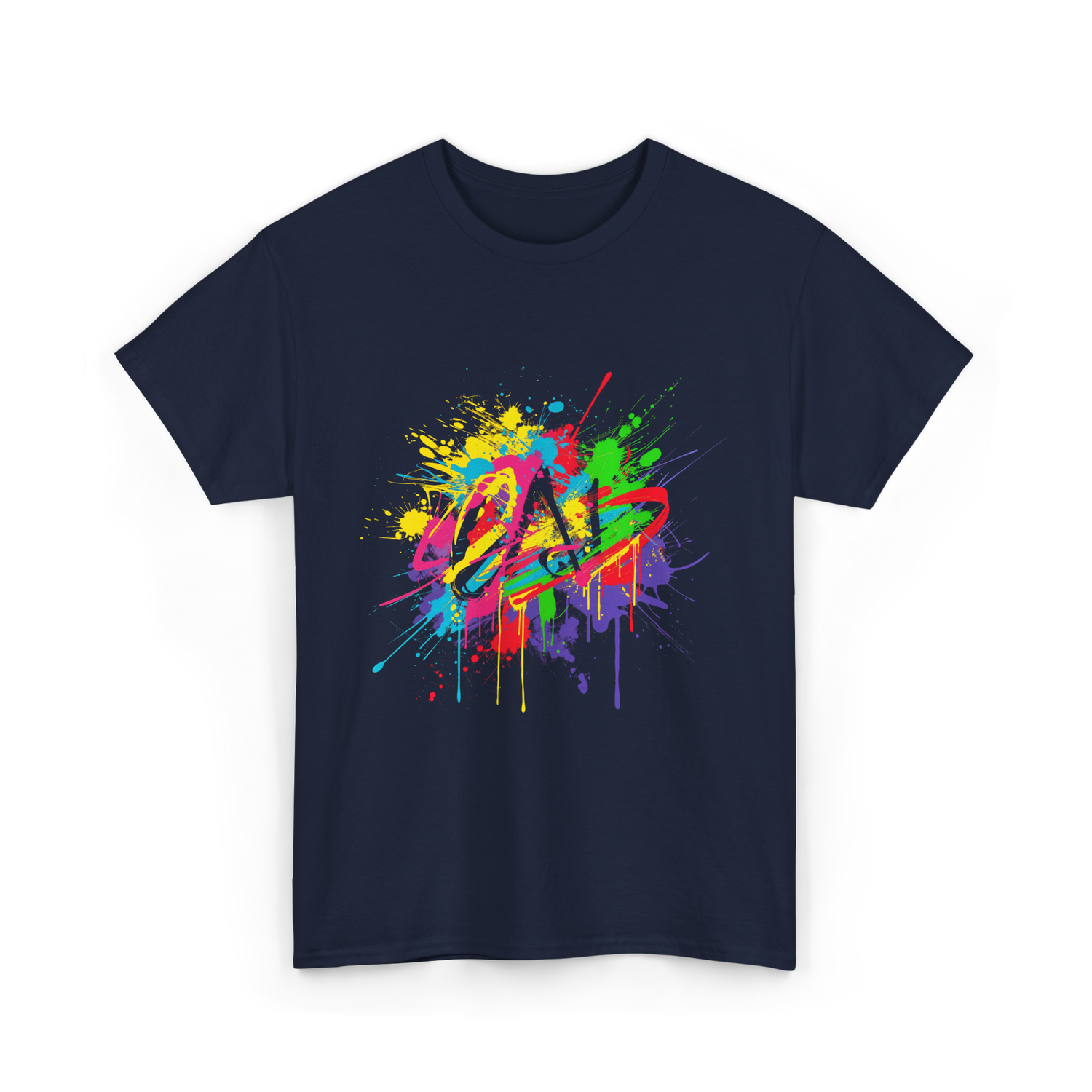Colourful Paint Splash Art T-Shirt - Navy