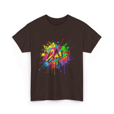 Colourful Paint Splash Art T-Shirt - Dark Chocolate