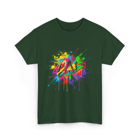 Colourful Paint Splash Art T-Shirt - Forest Green