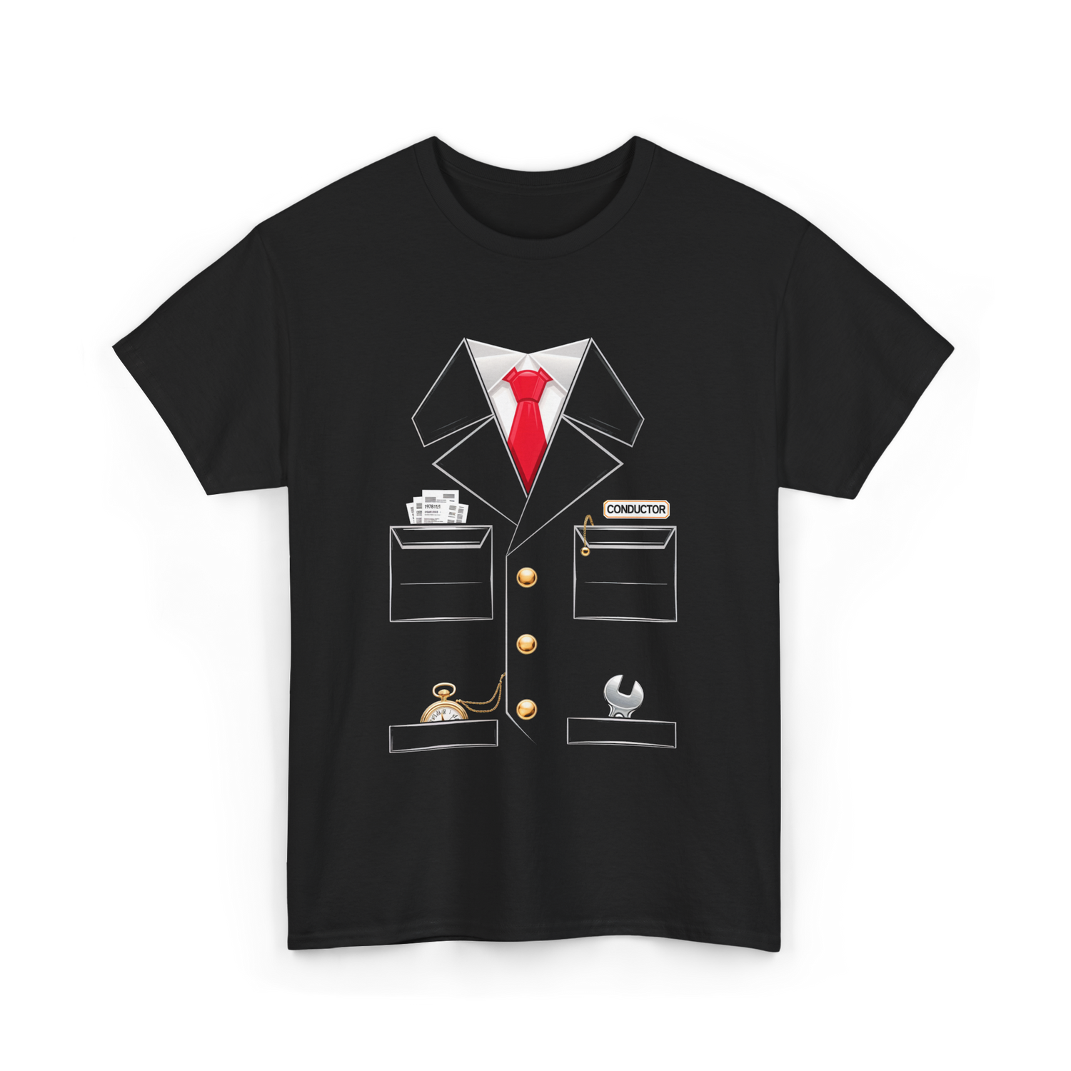Conductor Costume Train Conductor T-Shirt - Black