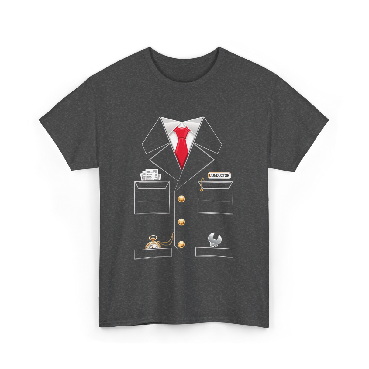 Conductor Costume Train Conductor T-Shirt - Dark Heather