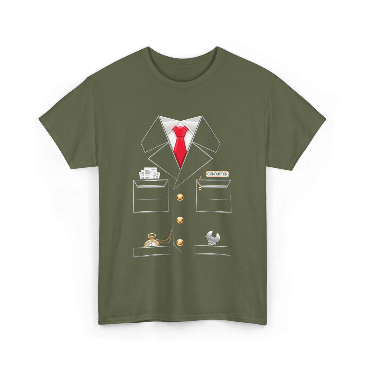 Conductor Costume Train Conductor T-Shirt - Military Green