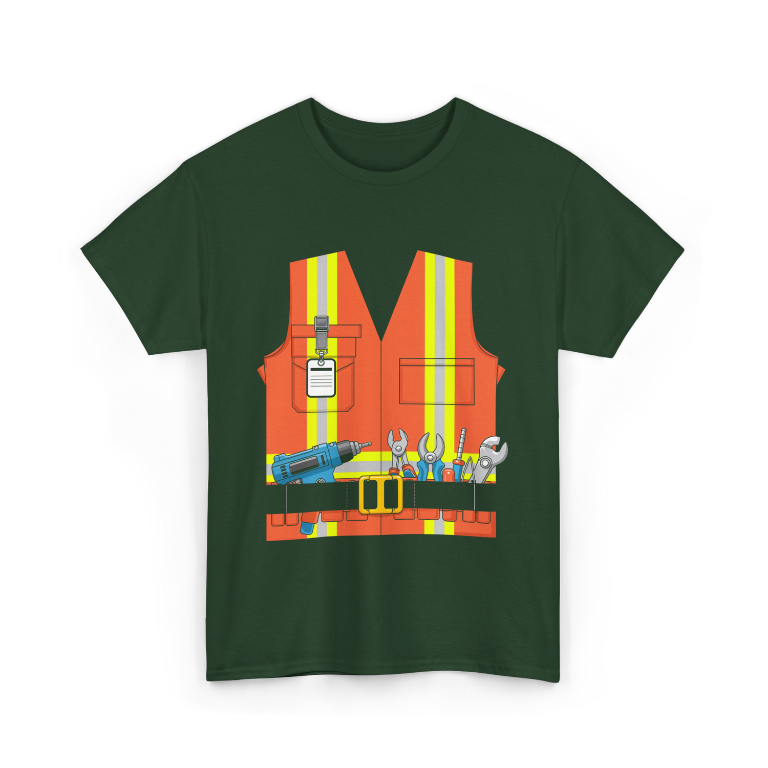 Construction Worker Costume Tools T-Shirt - Forest Green