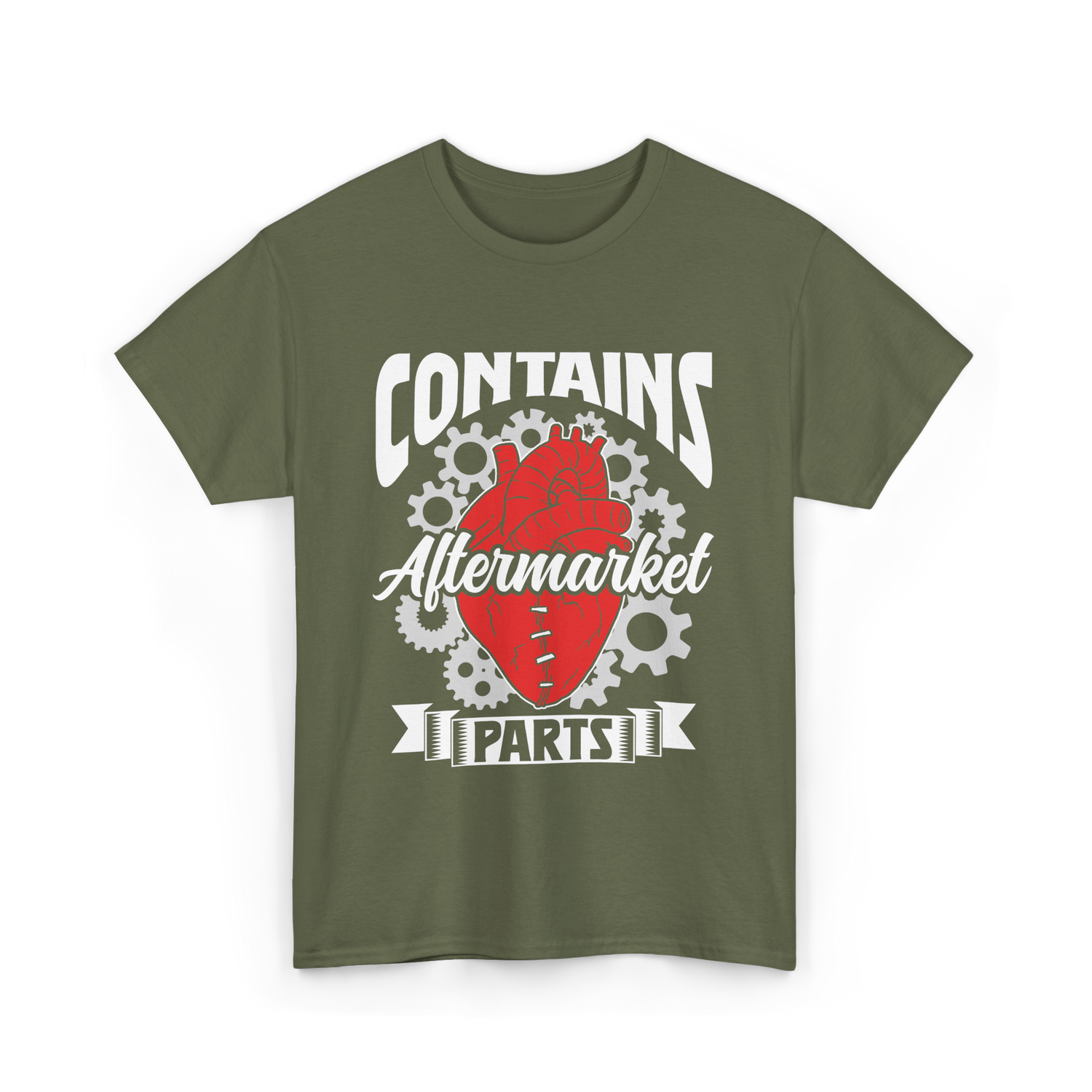 Contains Aftermarket Parts Heart T-Shirt - Military Green