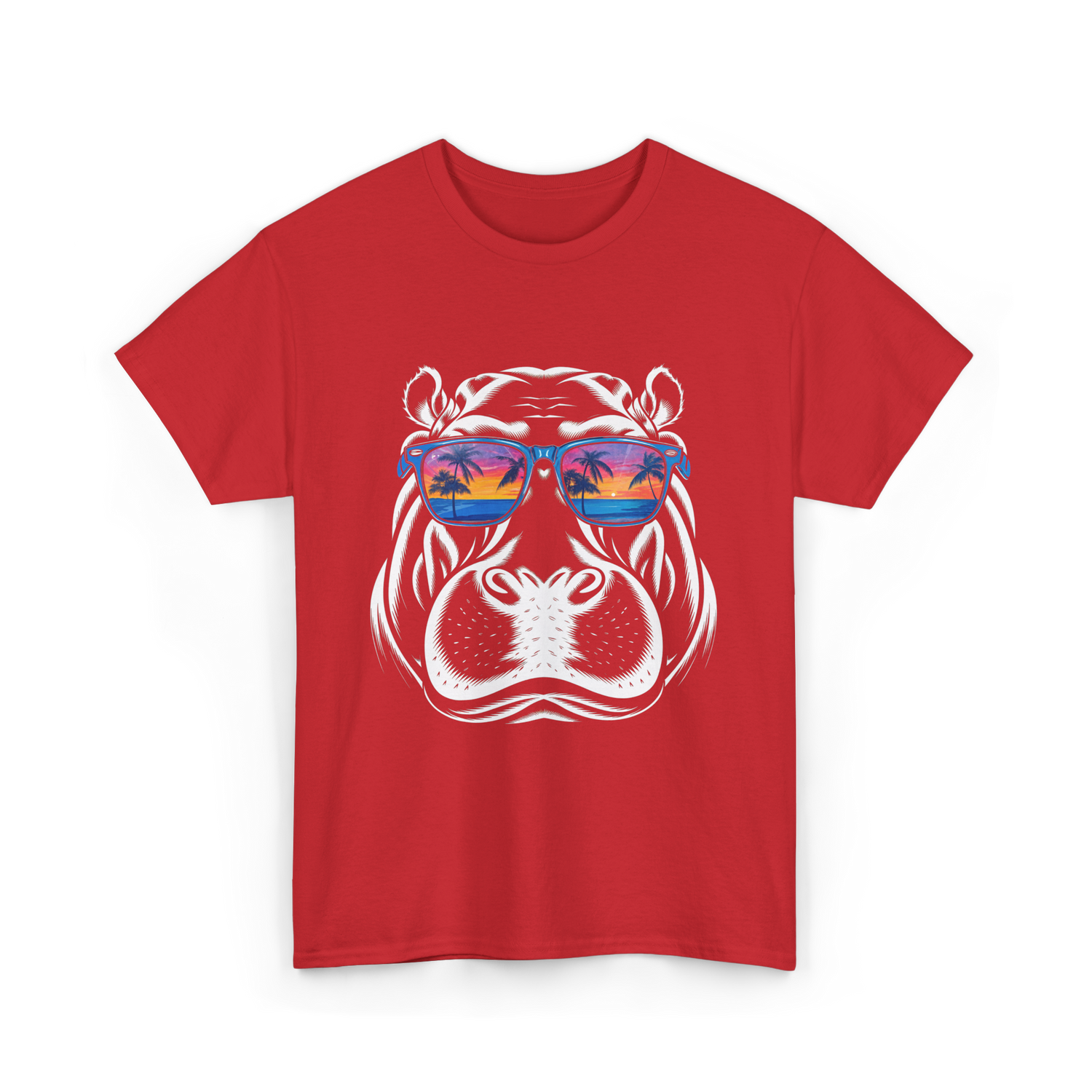 Cool Hippopotamus Hippo Animal T-Shirt - Red