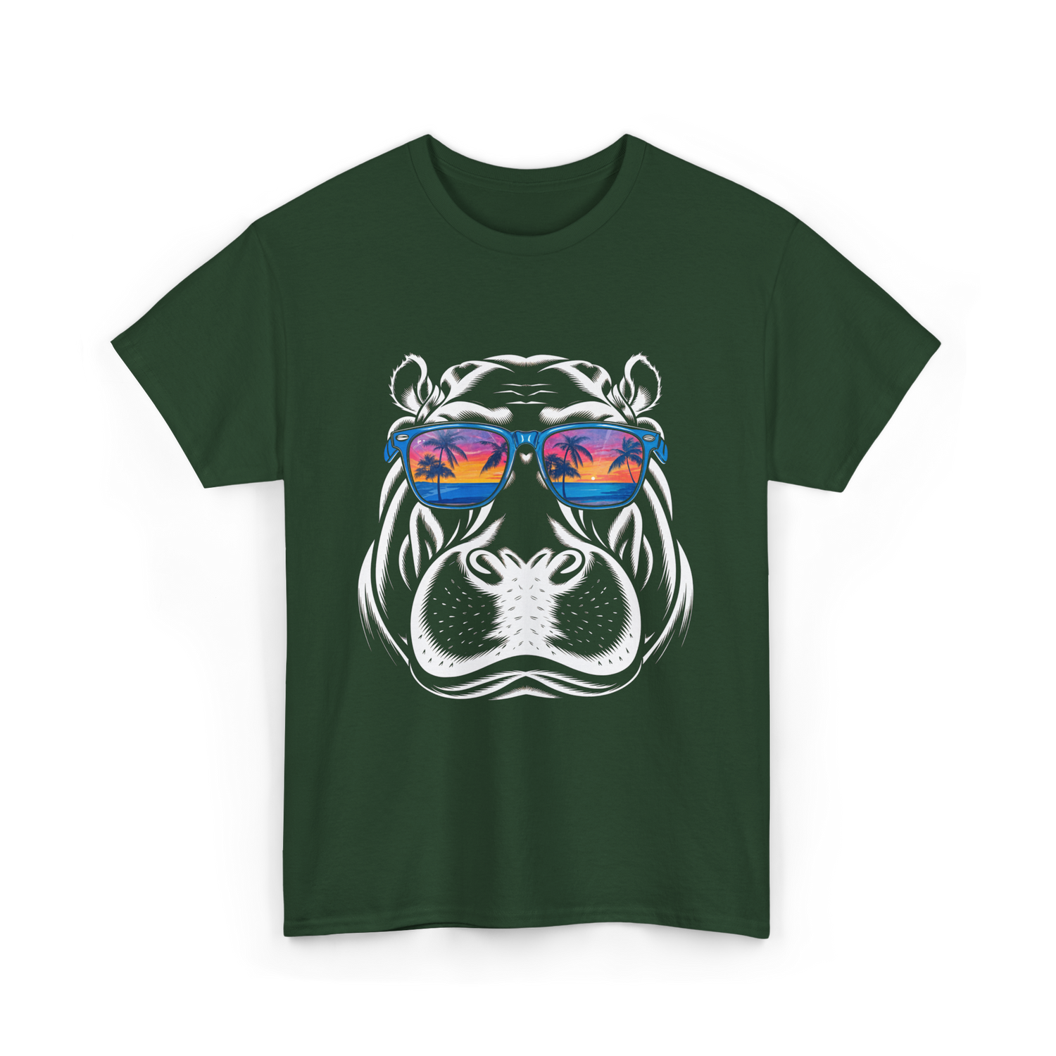 Cool Hippopotamus Hippo Animal T-Shirt - Forest Green