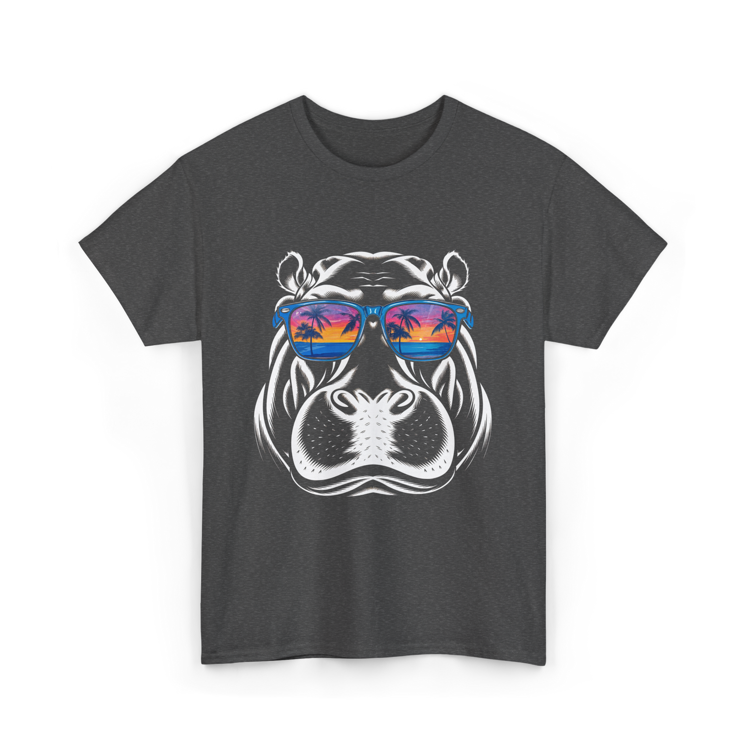 Cool Hippopotamus Hippo Animal T-Shirt - Dark Heather