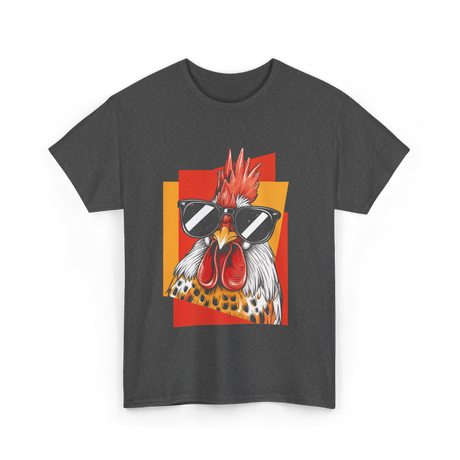 Cool Rooster Sunglasses Chicken T-Shirt - Dark Heather