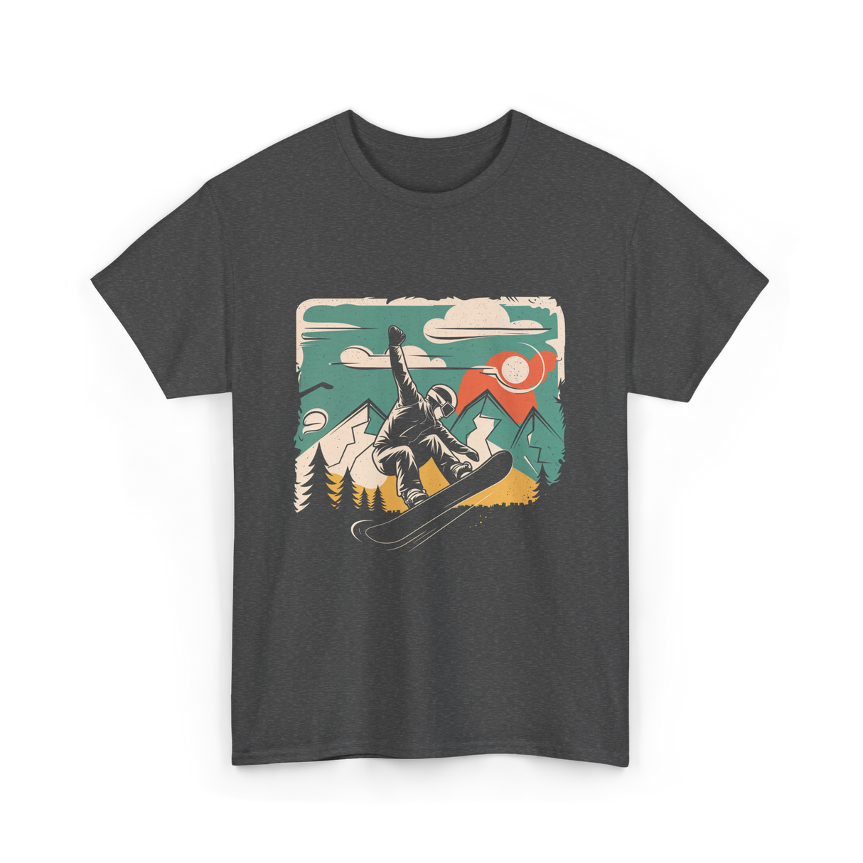 Cool Snowboarder Vintage Snowboarding T-Shirt - Dark Heather