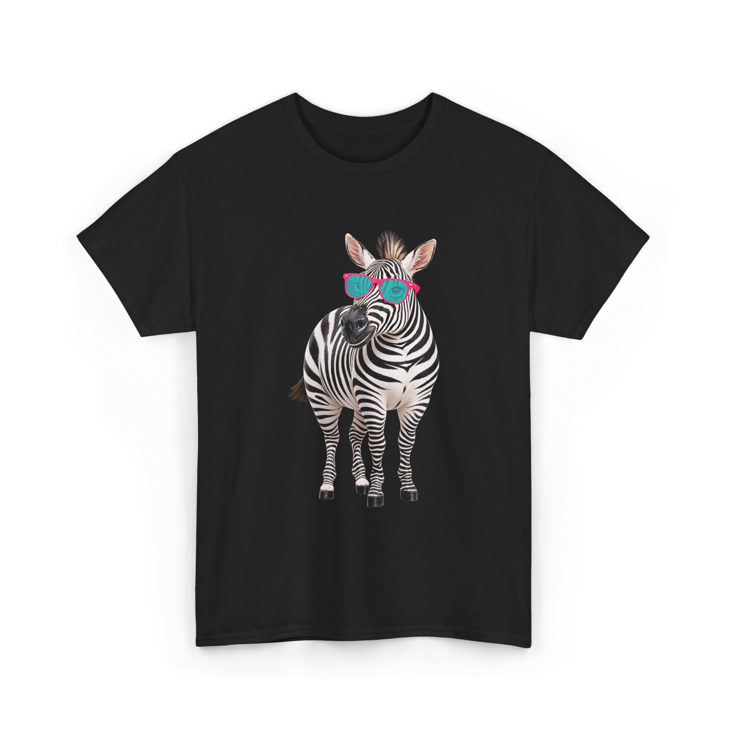 Cool Sunglasses Zebra Wildlife T-Shirt - Black