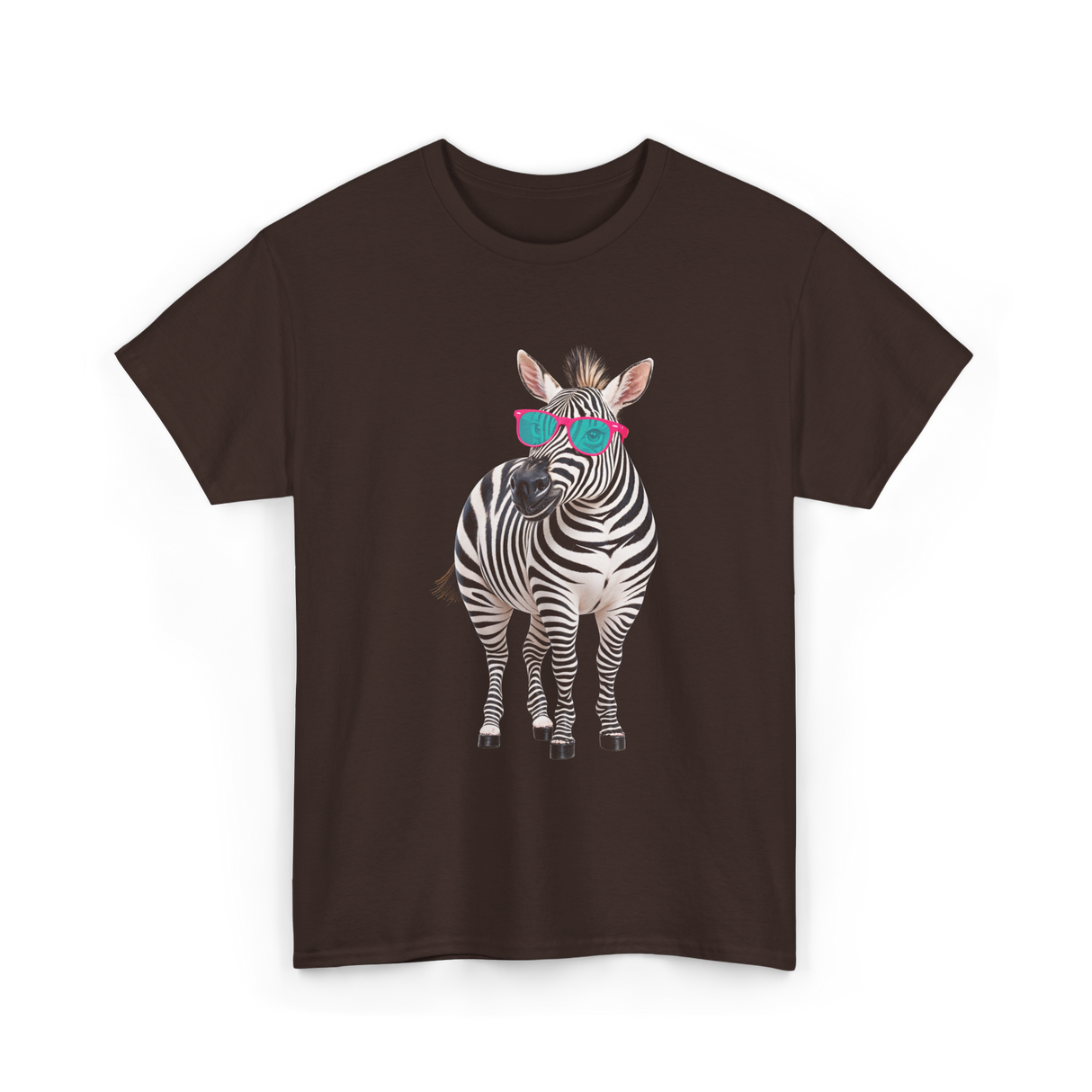 Cool Sunglasses Zebra Wildlife T-Shirt - Dark Chocolate