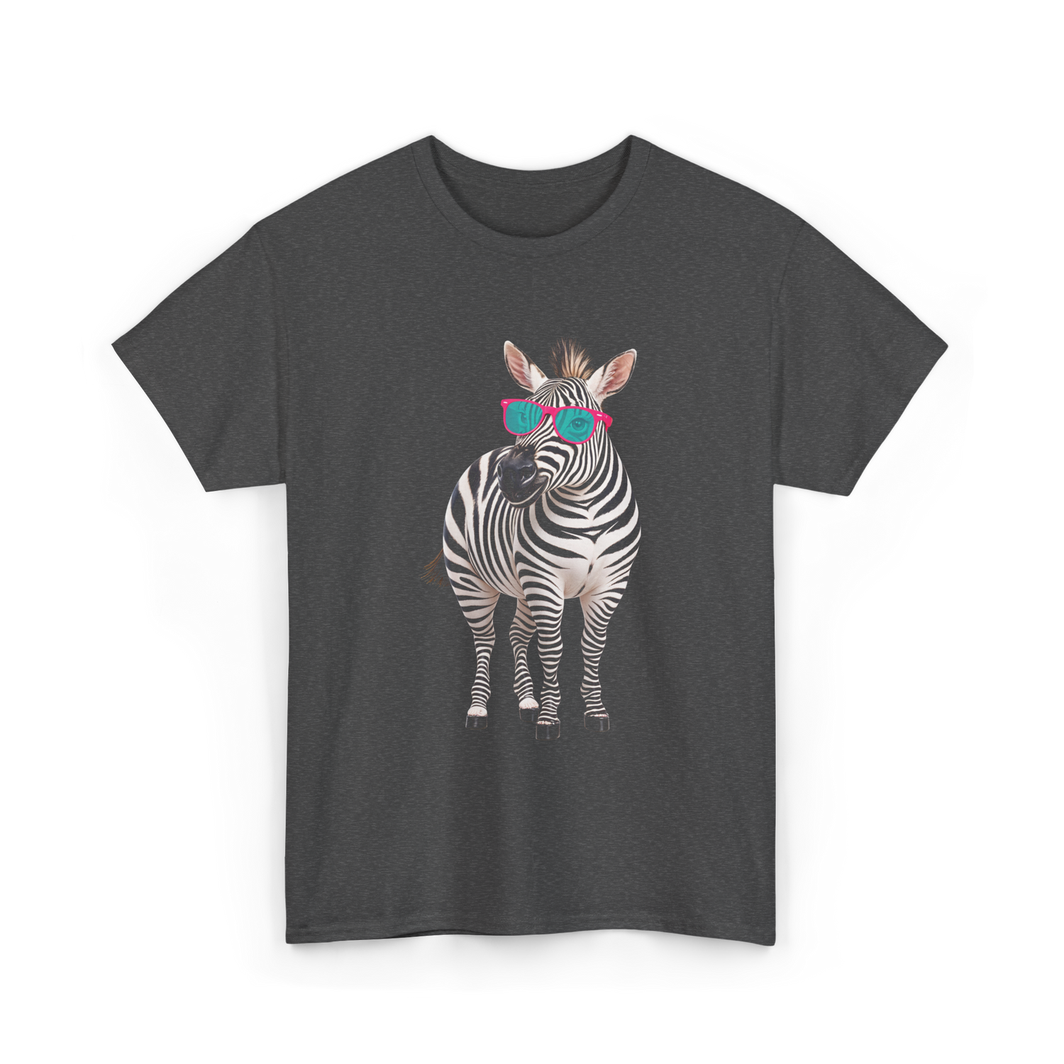 Cool Sunglasses Zebra Wildlife T-Shirt - Dark Heather