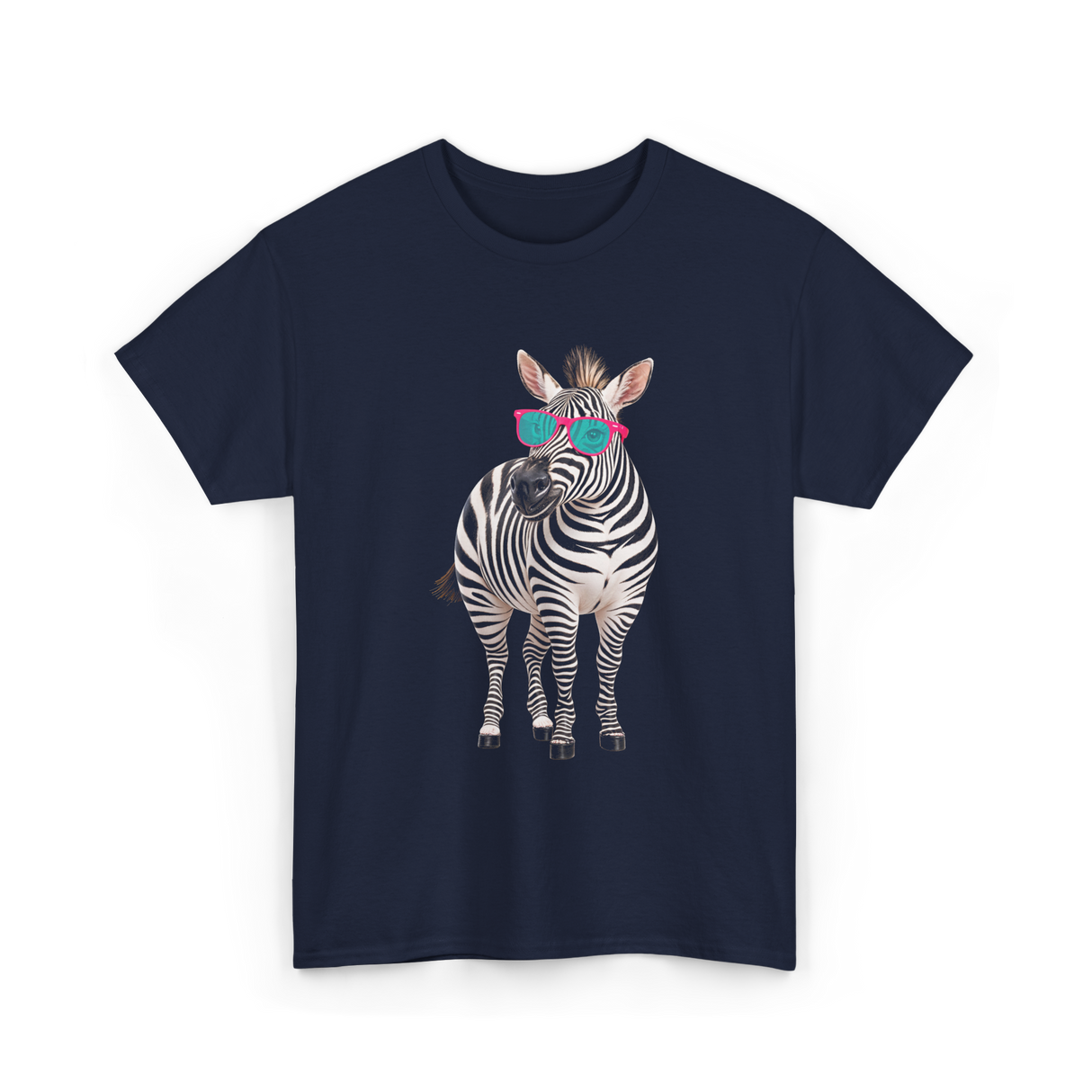 Cool Sunglasses Zebra Wildlife T-Shirt - Navy