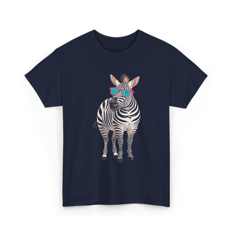 Cool Sunglasses Zebra Wildlife T-Shirt - Navy
