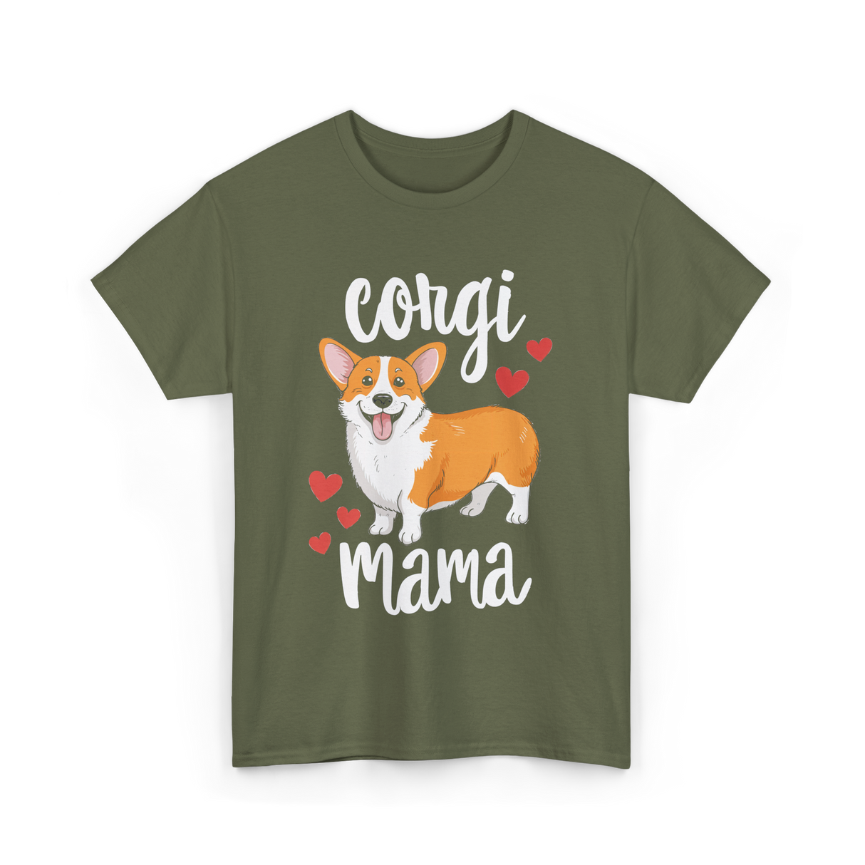 Corgi Mama Corgi Dog T-Shirt - Military Green
