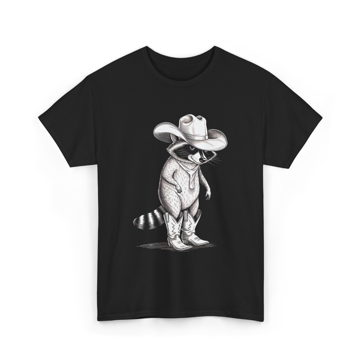 Cowboy Raccoon Western Raccoons T-Shirt - Black