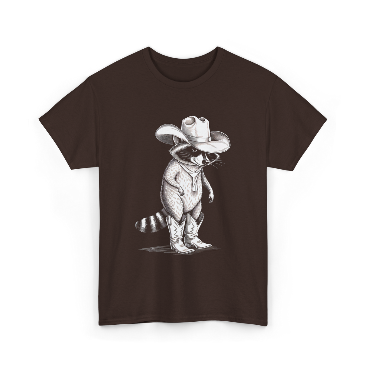 Cowboy Raccoon Western Raccoons T-Shirt - Dark Chocolate