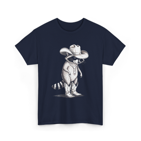 Cowboy Raccoon Western Raccoons T-Shirt - Navy