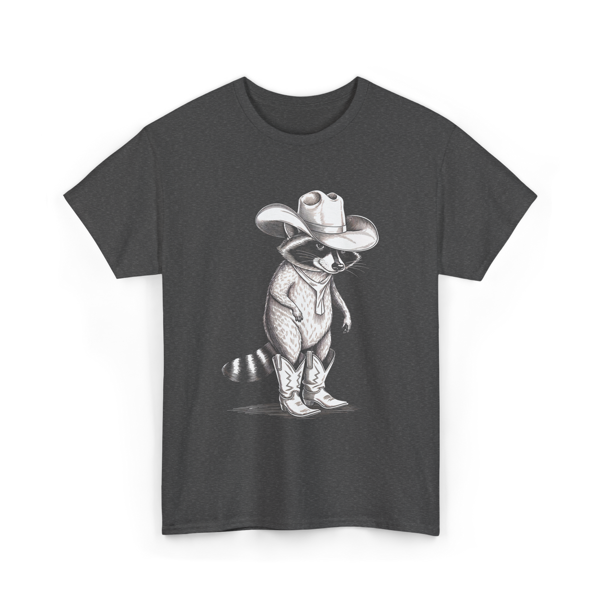Cowboy Raccoon Western Raccoons T-Shirt - Dark Heather