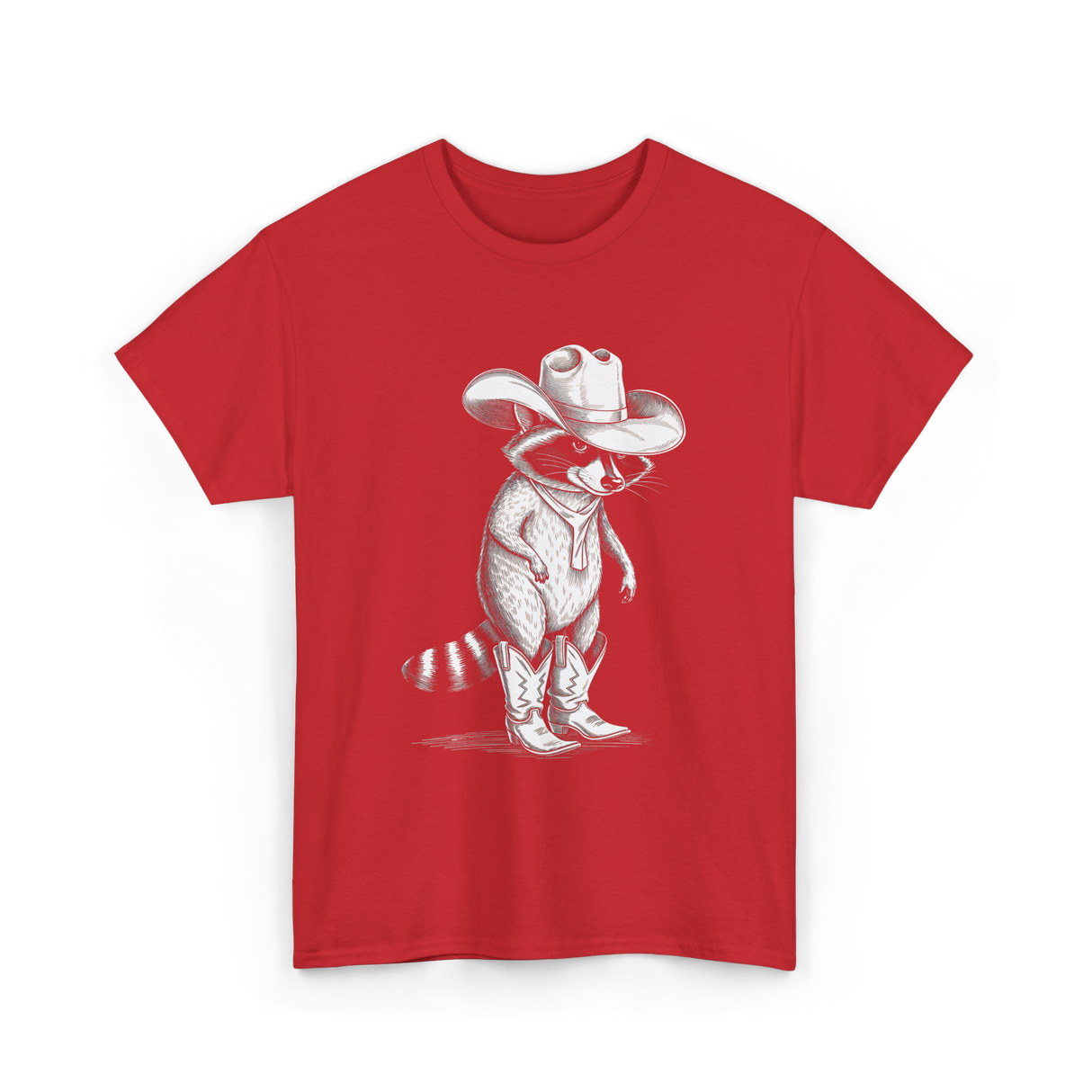 Cowboy Raccoon Western Raccoons T-Shirt - Red