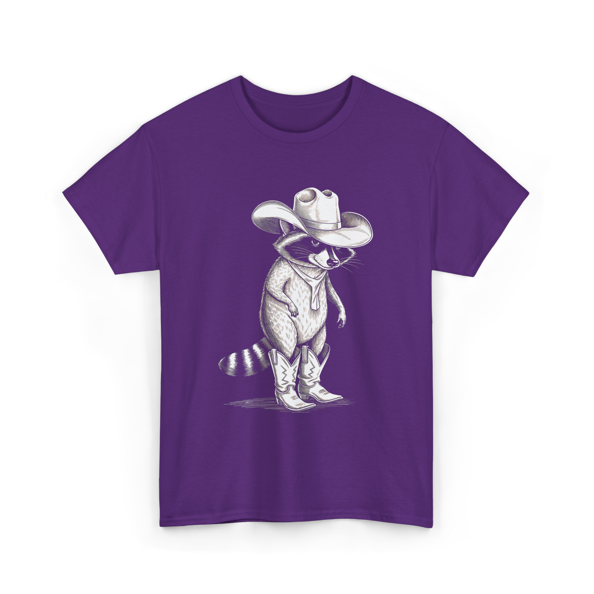 Cowboy Raccoon Western Raccoons T-Shirt - Purple