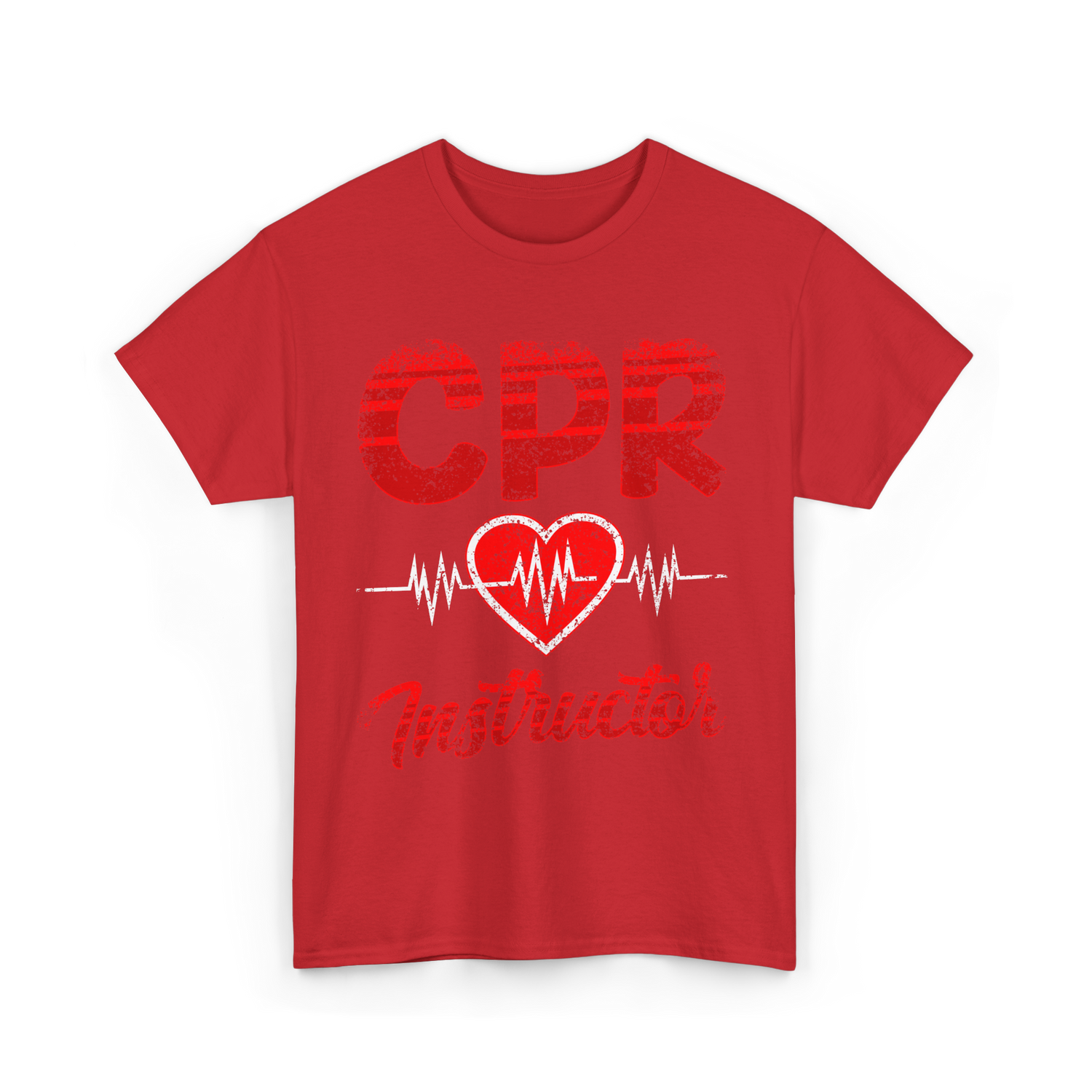 CPR Instructor Heart T-Shirt - Red