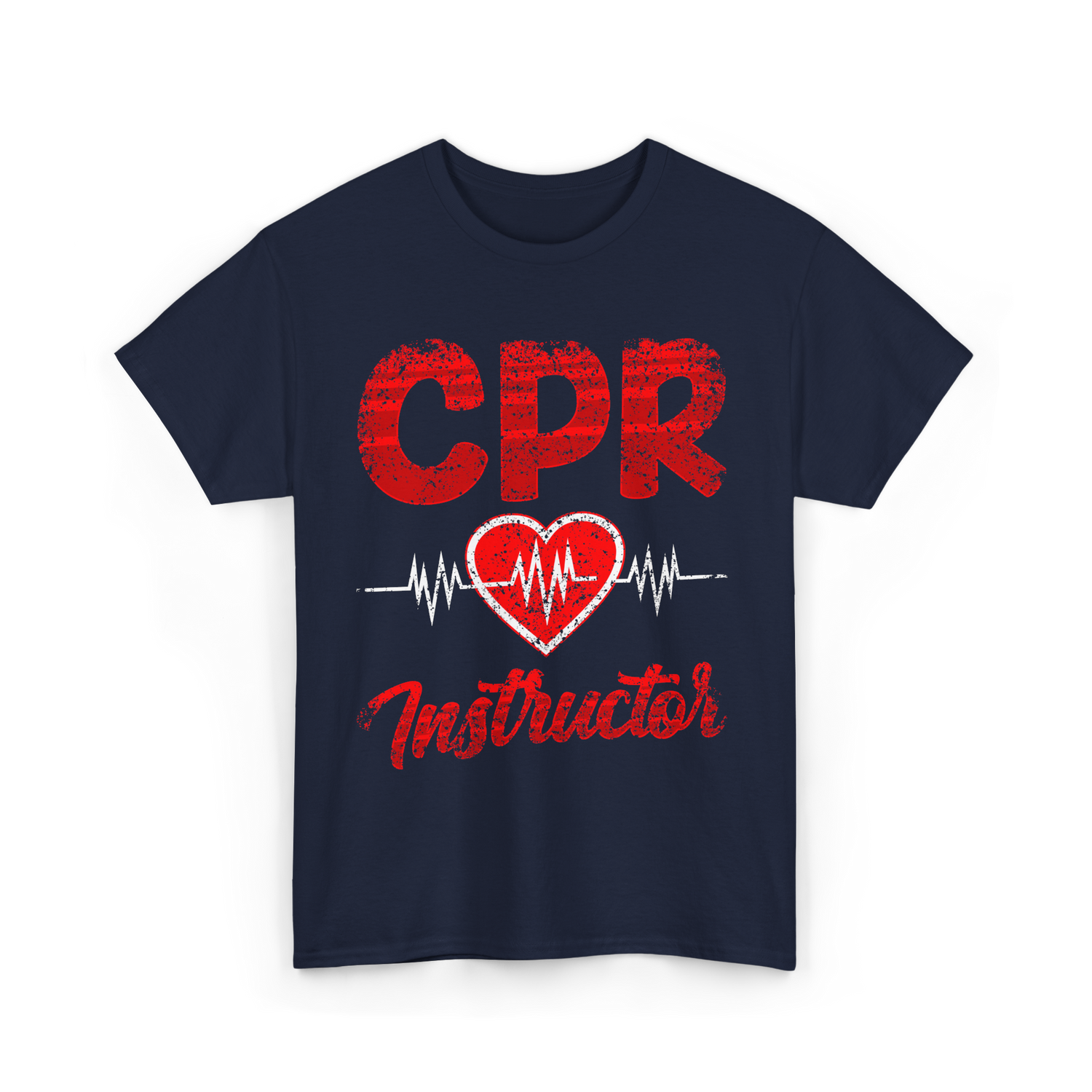 CPR Instructor Heart T-Shirt - Navy