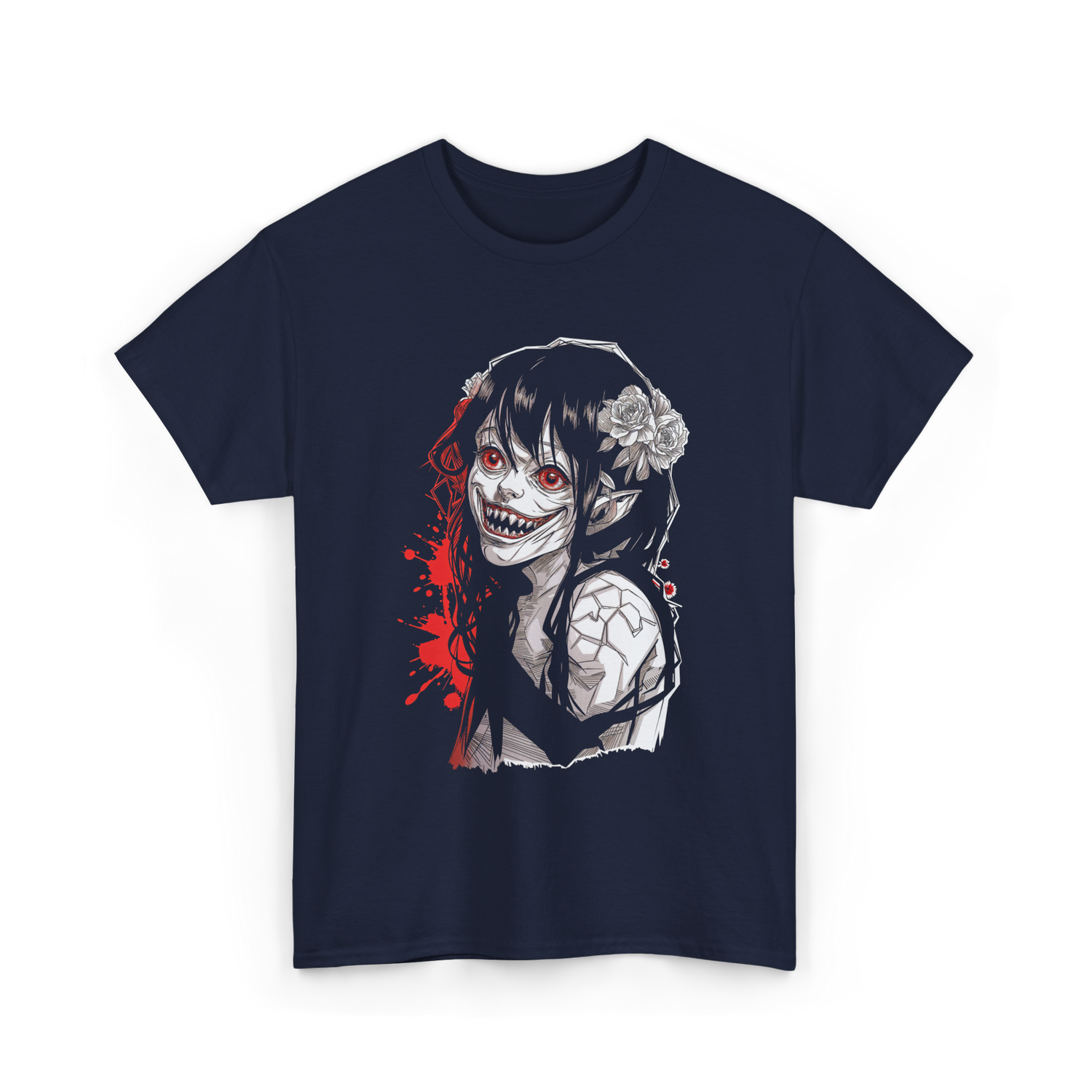 Creepy Kawaii Horror Anime T-Shirt - Navy