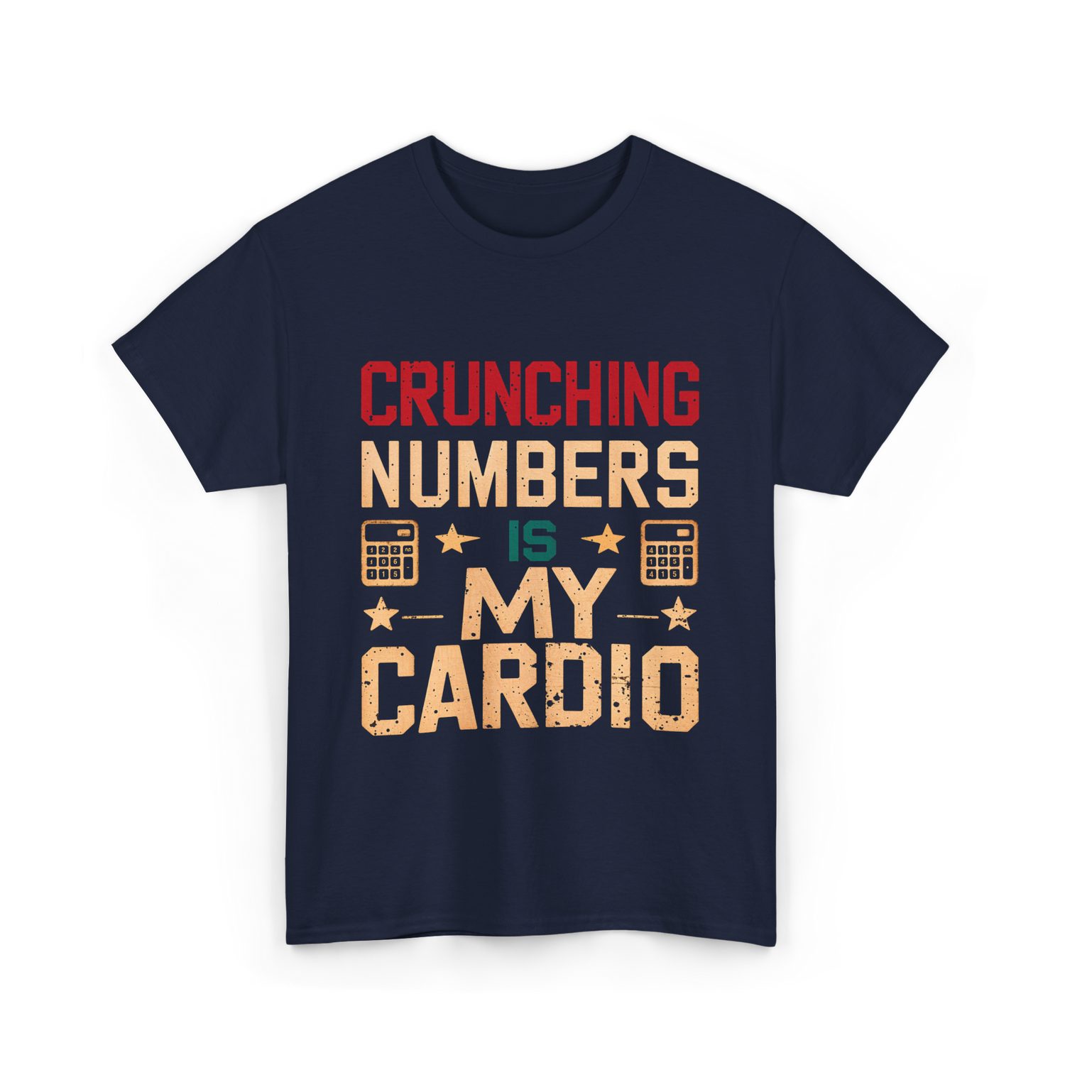Crunching Numbers Cardio Calculator T-Shirt - Navy
